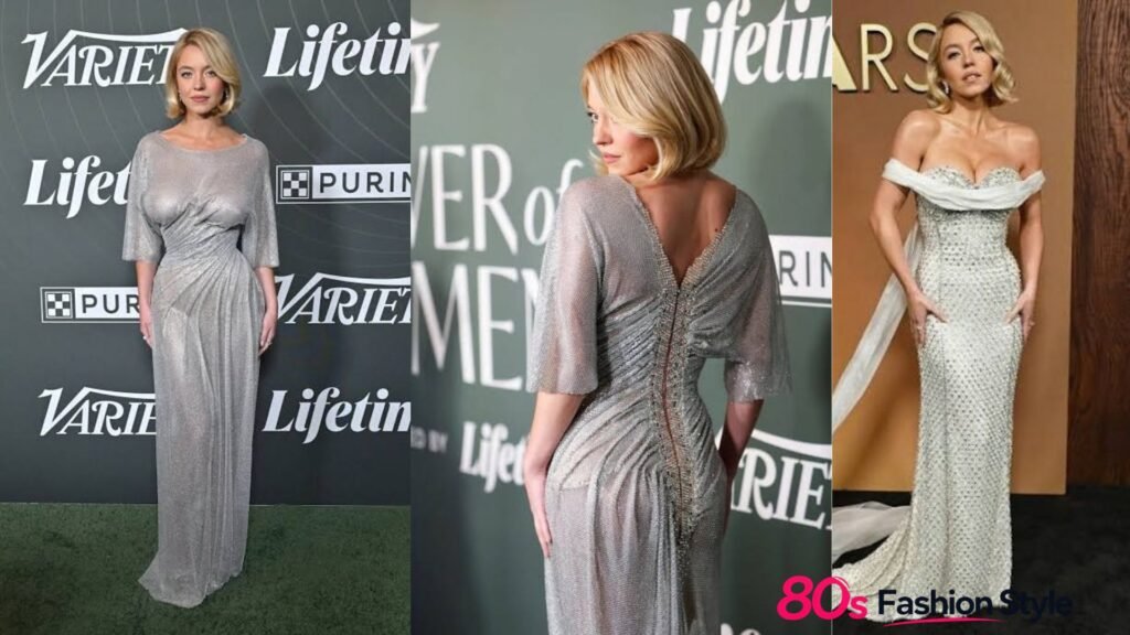sydney sweeney silver dress